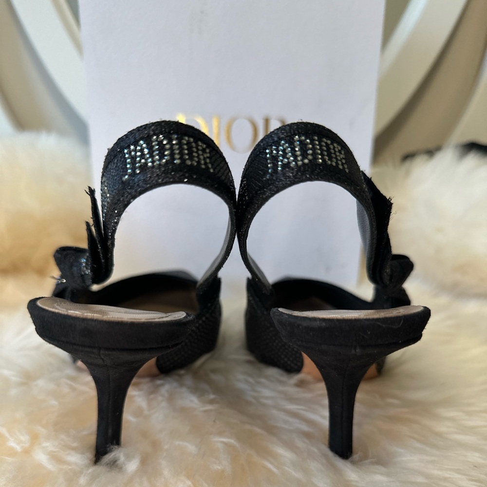 SOLD - DIOR J'Adior Slingback Pump Black Crystal Velvet w/ Box - Picture 5 of 5